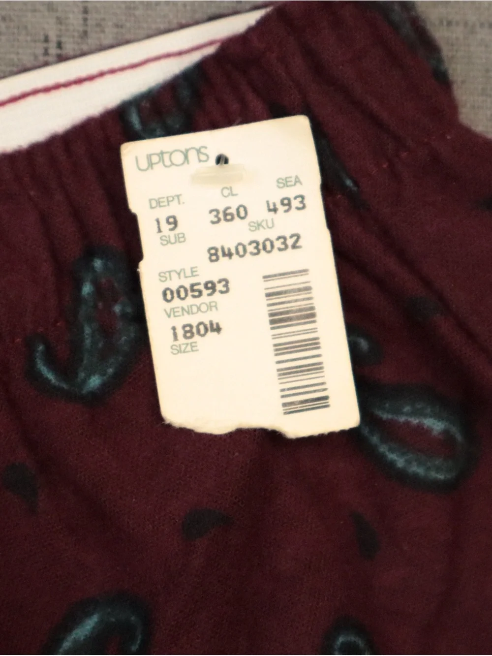 VINTAGE 90s PREMIO Men's Boxer Shorts Paisley Burgundy Red 100% Cotton Sz L